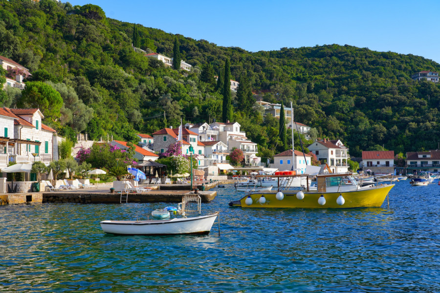 Pogled na Bokokotorski zaliv iz sela Rose, poluostrvo Luštica